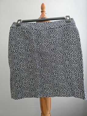H&M Navy and White Mini Skirt with Abstract Dot Pattern